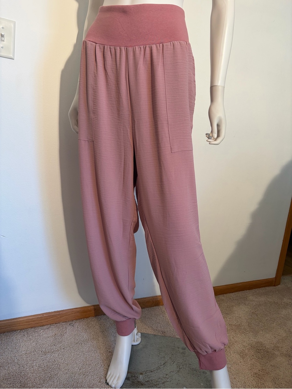 #990 Zenana Outfitters Dusty Rose High-Waist Jogger Pants